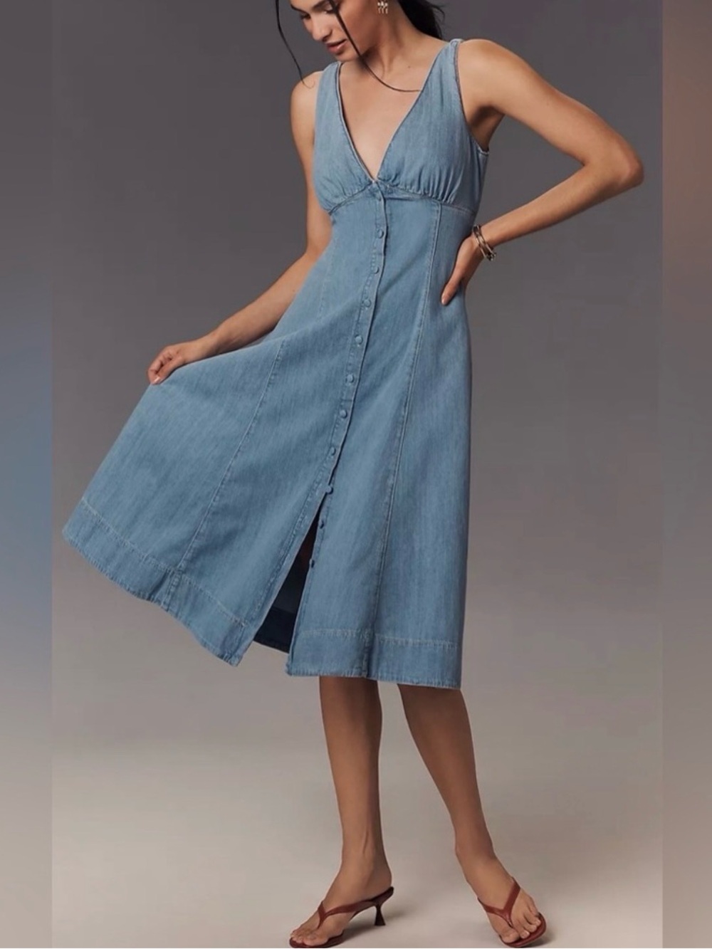 Reformation Sebastien Denim Midi Dress, Size 6